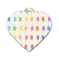 Balloon Star Rainbow Dog Tag Heart (two Sides) by Mariart