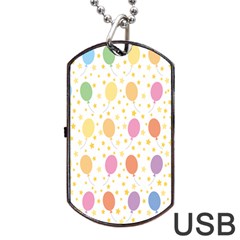 Balloon Star Rainbow Dog Tag Usb Flash (one Side) by Mariart