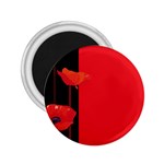 Flower Floral Red Back Sakura 2.25  Magnets Front