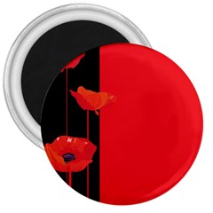 Flower Floral Red Back Sakura 3  Magnets by Mariart