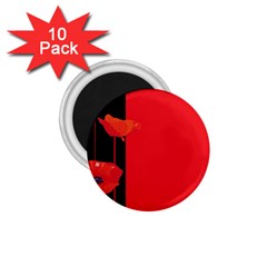 Flower Floral Red Back Sakura 1 75  Magnets (10 Pack) 