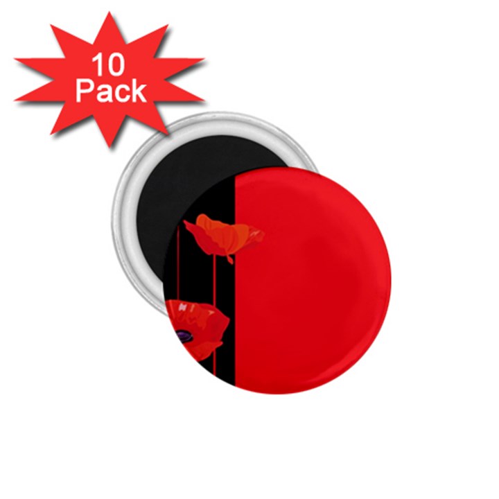 Flower Floral Red Back Sakura 1.75  Magnets (10 pack) 