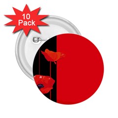 Flower Floral Red Back Sakura 2 25  Buttons (10 Pack) 