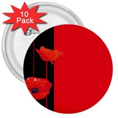 Flower Floral Red Back Sakura 3  Buttons (10 Pack) 