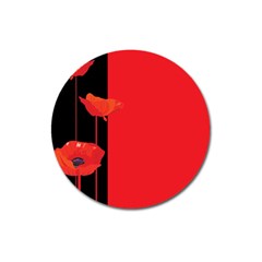 Flower Floral Red Back Sakura Magnet 3  (round) by Mariart