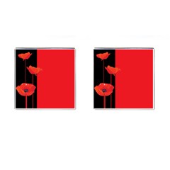 Flower Floral Red Back Sakura Cufflinks (square) by Mariart