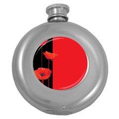 Flower Floral Red Back Sakura Round Hip Flask (5 Oz) by Mariart