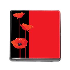 Flower Floral Red Back Sakura Memory Card Reader (square) by Mariart