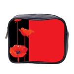 Flower Floral Red Back Sakura Mini Toiletries Bag 2-Side Front