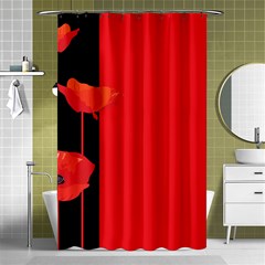 Flower Floral Red Back Sakura Shower Curtain 48  X 72  (small)  by Mariart