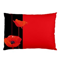 Flower Floral Red Back Sakura Pillow Case (two Sides) by Mariart