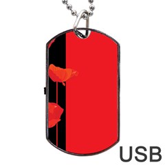 Flower Floral Red Back Sakura Dog Tag Usb Flash (two Sides) by Mariart