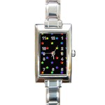 Stars pattern Rectangle Italian Charm Watch Front