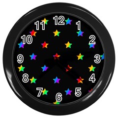 Stars Pattern Wall Clocks (black) by Valentinaart