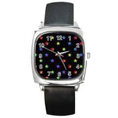 Stars Pattern Square Metal Watch by Valentinaart