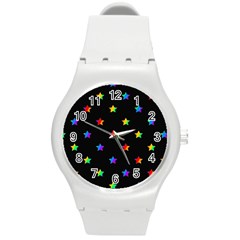 Stars Pattern Round Plastic Sport Watch (m) by Valentinaart