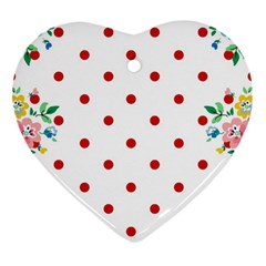 Flower Floral Polka Dot Orange Ornament (heart) by Mariart