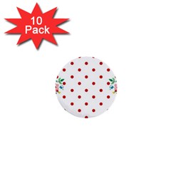 Flower Floral Polka Dot Orange 1  Mini Buttons (10 Pack)  by Mariart