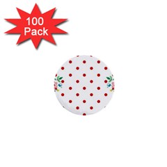 Flower Floral Polka Dot Orange 1  Mini Buttons (100 Pack)  by Mariart