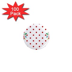 Flower Floral Polka Dot Orange 1  Mini Magnets (100 Pack)  by Mariart