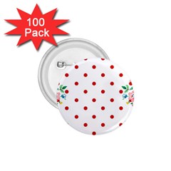 Flower Floral Polka Dot Orange 1 75  Buttons (100 Pack)  by Mariart