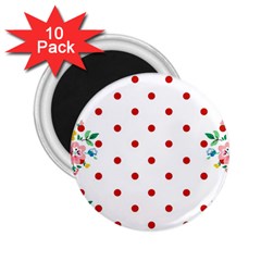 Flower Floral Polka Dot Orange 2 25  Magnets (10 Pack)  by Mariart