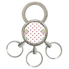 Flower Floral Polka Dot Orange 3-ring Key Chains by Mariart