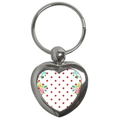 Flower Floral Polka Dot Orange Key Chains (heart) 