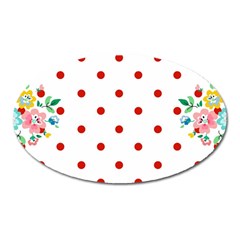 Flower Floral Polka Dot Orange Oval Magnet by Mariart