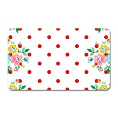 Flower Floral Polka Dot Orange Magnet (rectangular) by Mariart