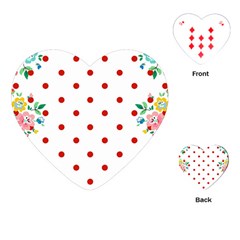 Flower Floral Polka Dot Orange Playing Cards (heart)  by Mariart