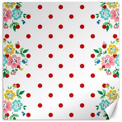 Flower Floral Polka Dot Orange Canvas 16  X 16   by Mariart