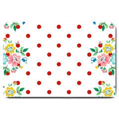 Flower Floral Polka Dot Orange Large Doormat  by Mariart