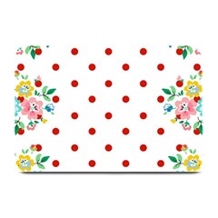 Flower Floral Polka Dot Orange Plate Mats by Mariart