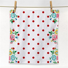 Flower Floral Polka Dot Orange Face Towel by Mariart