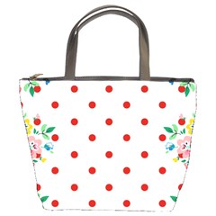 Flower Floral Polka Dot Orange Bucket Bags by Mariart