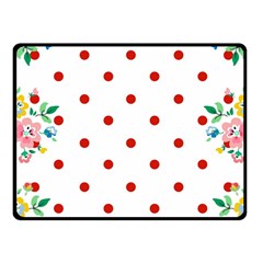 Flower Floral Polka Dot Orange Fleece Blanket (small) by Mariart