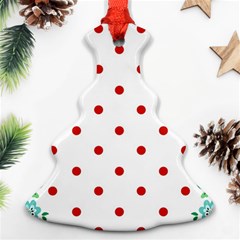 Flower Floral Polka Dot Orange Christmas Tree Ornament (two Sides)