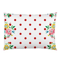 Flower Floral Polka Dot Orange Pillow Case (two Sides) by Mariart