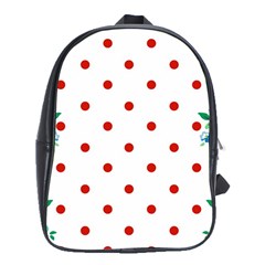 Flower Floral Polka Dot Orange School Bags (xl)  by Mariart