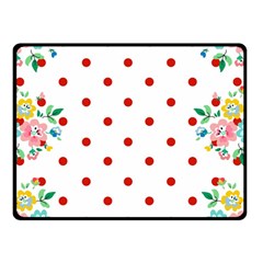 Flower Floral Polka Dot Orange Double Sided Fleece Blanket (small)  by Mariart