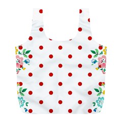 Flower Floral Polka Dot Orange Full Print Recycle Bags (l)  by Mariart