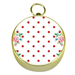 Flower Floral Polka Dot Orange Gold Compasses by Mariart