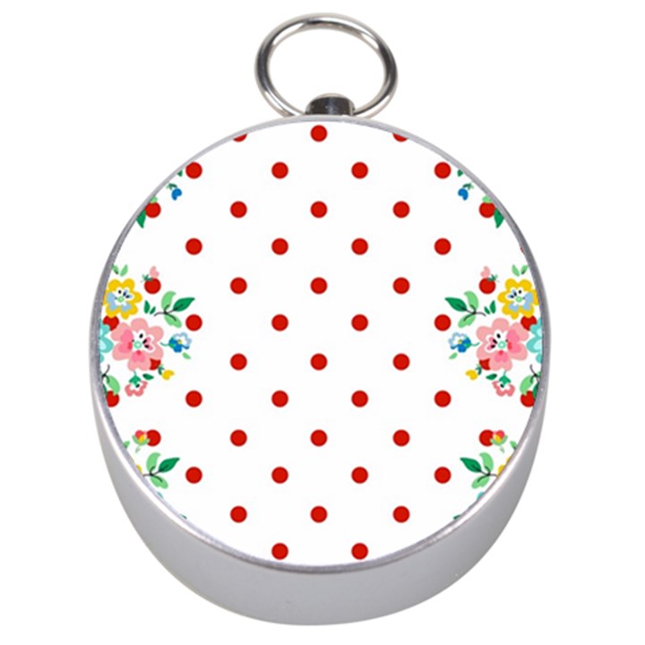 Flower Floral Polka Dot Orange Silver Compasses