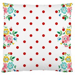 Flower Floral Polka Dot Orange Large Flano Cushion Case (two Sides) by Mariart