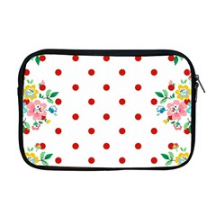 Flower Floral Polka Dot Orange Apple Macbook Pro 17  Zipper Case by Mariart