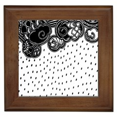 Batik Rain Black Flower Spot Framed Tiles by Mariart