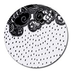 Batik Rain Black Flower Spot Round Mousepads Front