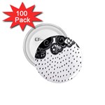 Batik Rain Black Flower Spot 1.75  Buttons (100 pack)  Front