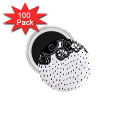 Batik Rain Black Flower Spot 1 75  Magnets (100 Pack)  by Mariart